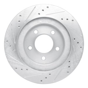 Chrysler 300M Brake Rotor (1) - Front Right - R1 Concepts - Drilled & Slotted - Silver - `98-`04